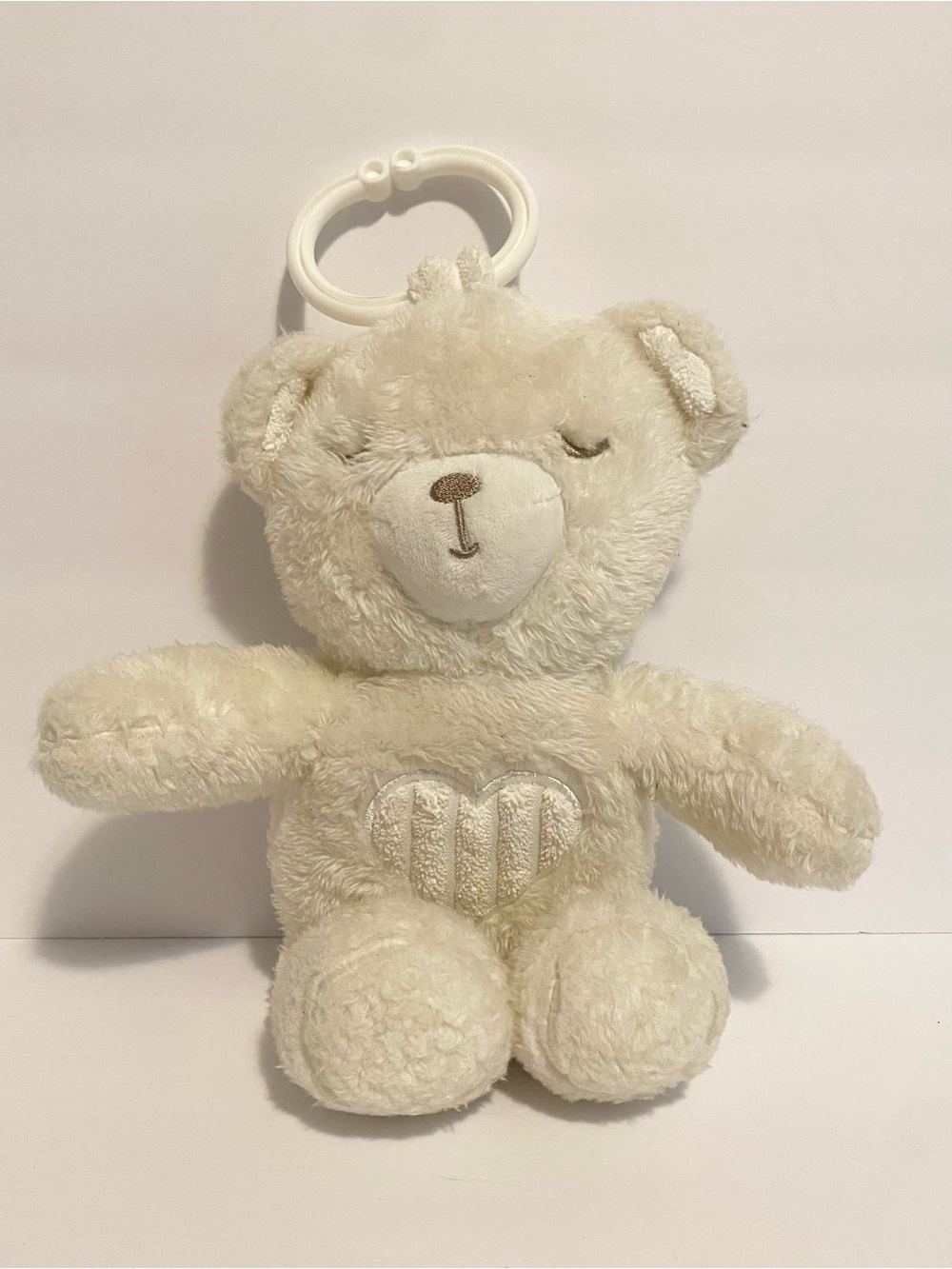 Dreamgro Lullaby Bear Baby Lullaby Travel Soother Lovey Toy White Musical Pram